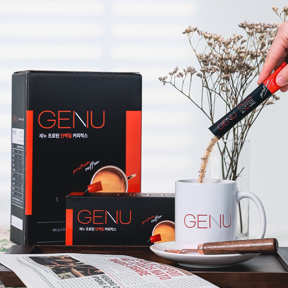 [GENU] 제누 스테비아 프로틴 단백질 커피믹스 9.8g x 100개입 / 제로슈가 저당 식물성 건강한 커피